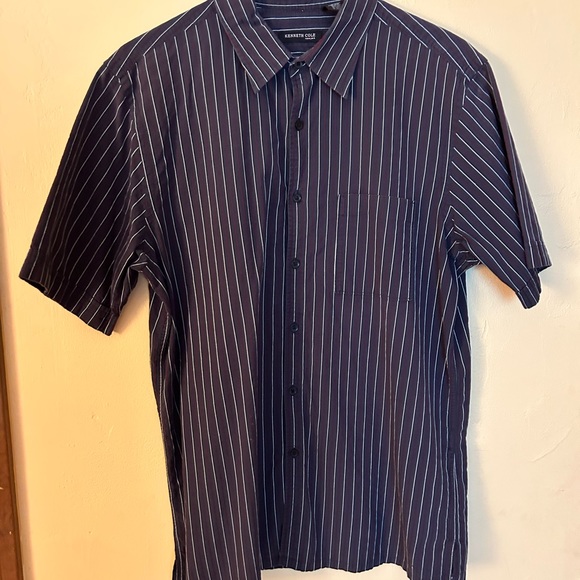 Kenneth Cole Navy with red and white stripe button down shirt - Picture 2 of 9